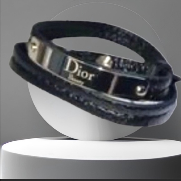 Dior Jewelry - Dior Black Double Wrap-Around Leather Bracelet Chocker